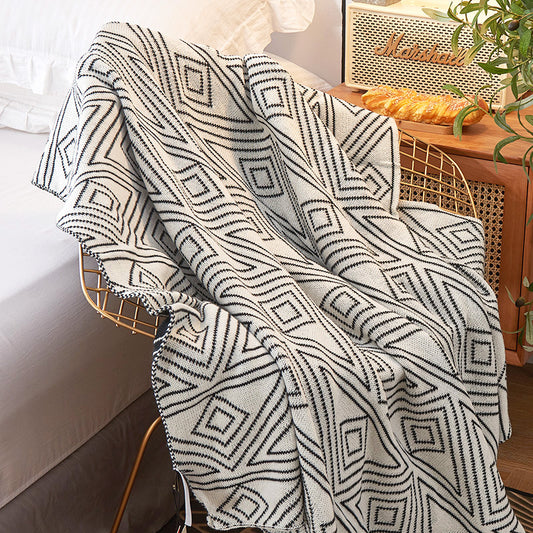 In Style Black White and Grey Knitted Blanket