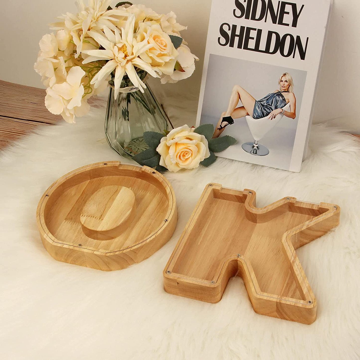 Wooden Piggy Bank - 26 Different Letters