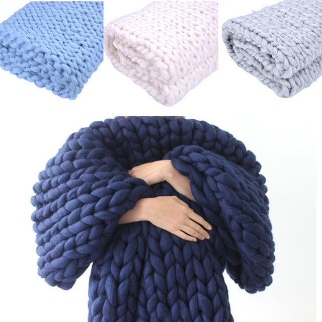 Chunky Knitted Blankets - Handmade Bedspreads Super Thick Yarn - 14 Colours available