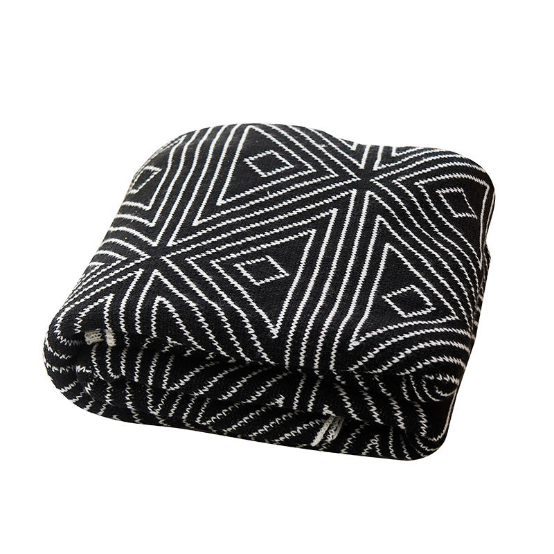 In Style Black White and Grey Knitted Blanket