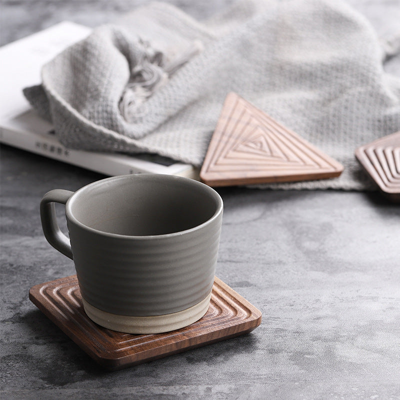 Square and Pentagon Black Walnut Solid Wood Tea Coaster