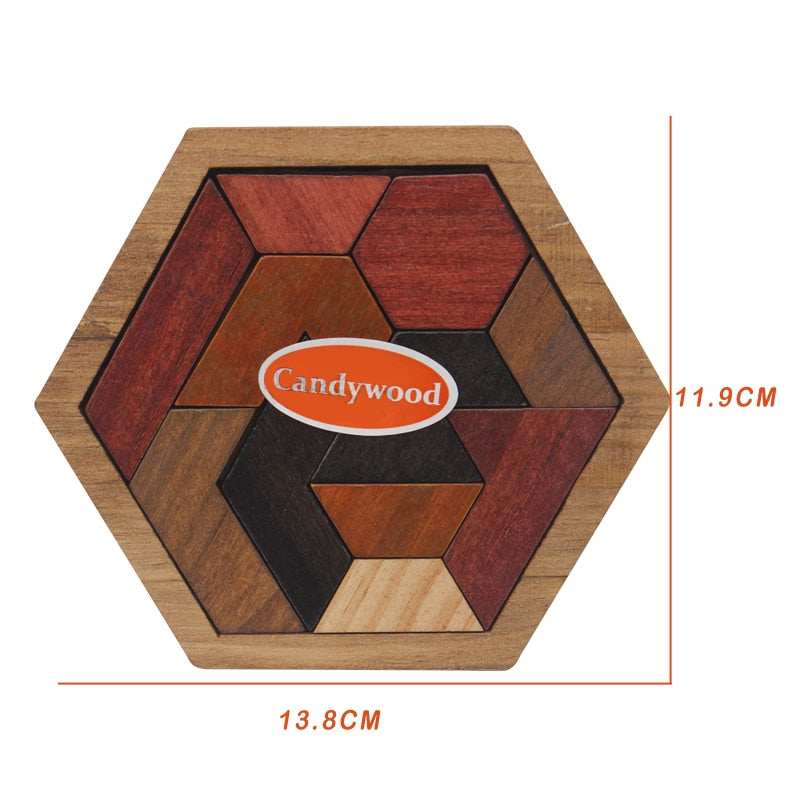 Fun Wood Puzzles - Geometric Shape Puzzle, Abnormity Shape Puzzle, Crazy Four Puzzle - Educational Toys