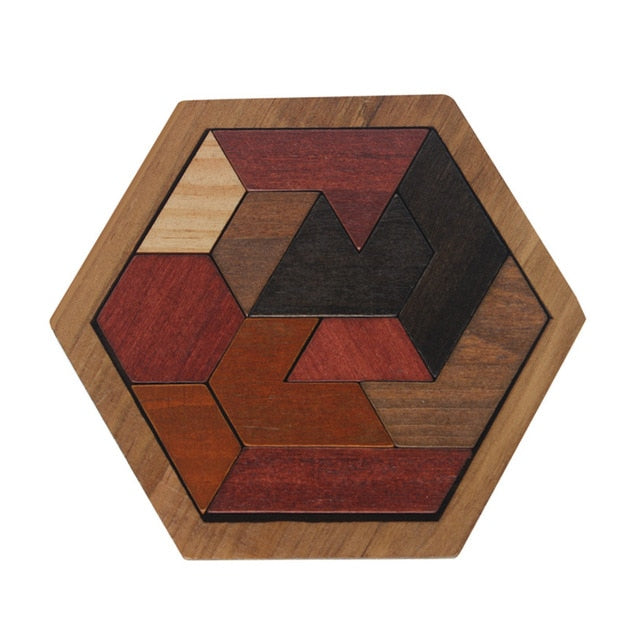 Fun Wood Puzzles - Geometric Shape Puzzle, Abnormity Shape Puzzle, Crazy Four Puzzle - Educational Toys