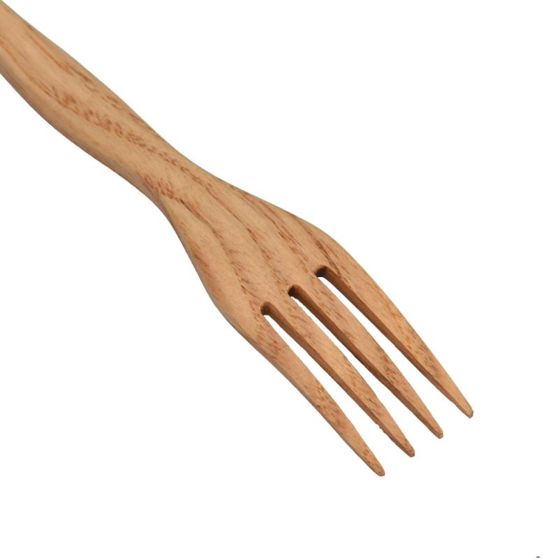 Utensilio de comedor de doble extremo Spork de madera natural (cuchara tenedor)