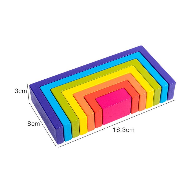 Juguetes educativos de madera del arco iris - Bloques de construcción creativos de estilo Montessori