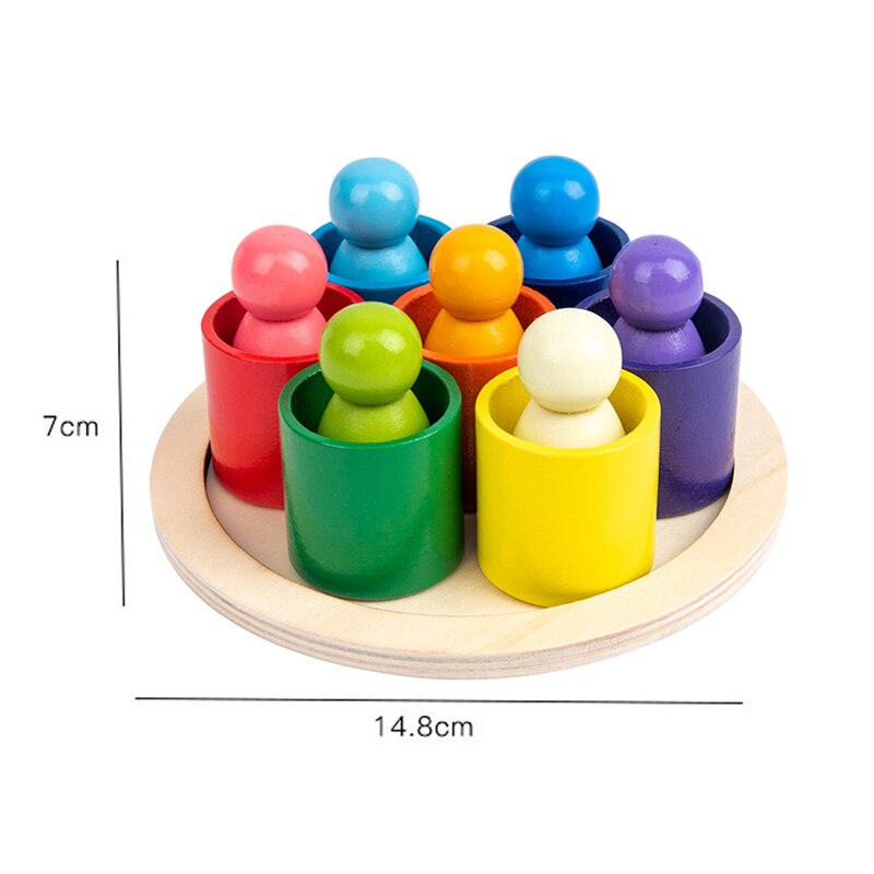 Rainbow Educational Wooden Toys - Montessori Style Creative Building Blocks