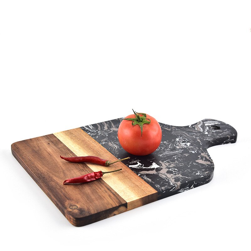 Wood n Stone - Acacia Wood and Marble Kitchen Chopping Board, Non Slip Cutting Blocks, Fruit or Cheese Board, Steak or Pizza Tray