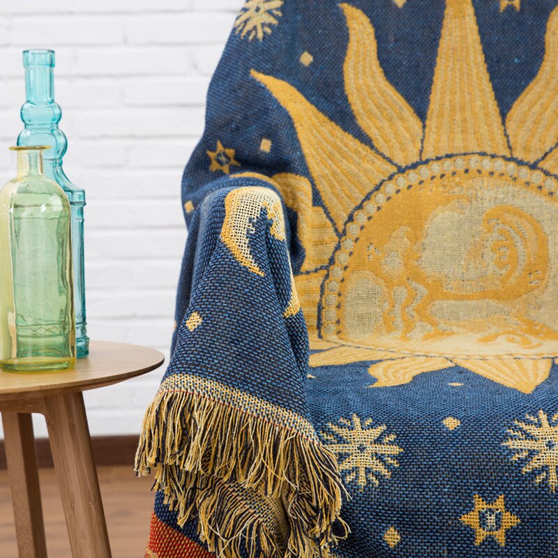 Retro Sun Moon Bohemian Blanket / Throw