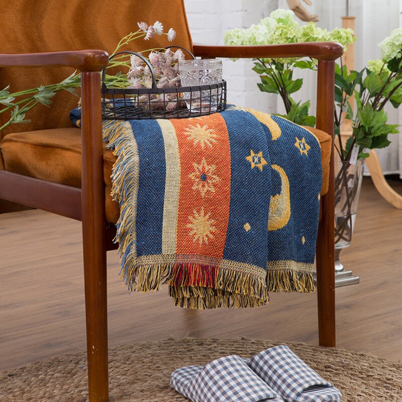 Retro Sun Moon Bohemian Blanket / Throw