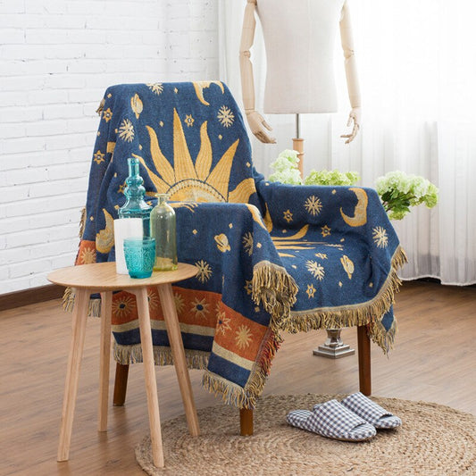 Retro Sun Moon Bohemian Blanket / Throw