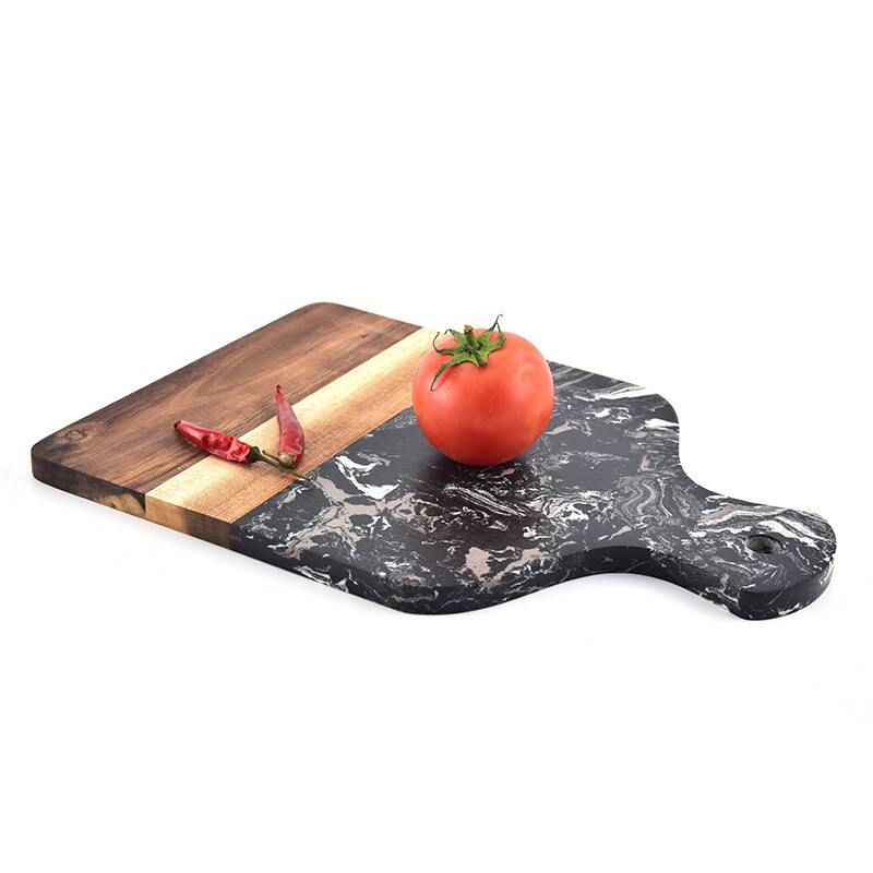 Wood n Stone - Acacia Wood and Marble Kitchen Chopping Board, Non Slip Cutting Blocks, Fruit or Cheese Board, Steak or Pizza Tray